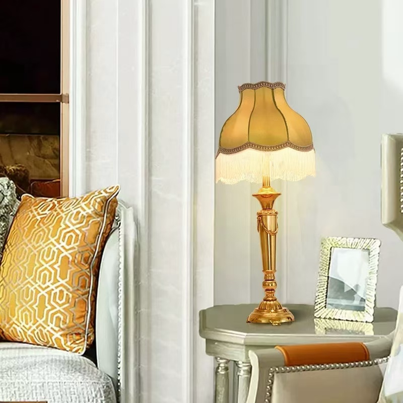 【本尼家】T28法式复古古典布艺台灯客厅书房主卧床头桌面灯