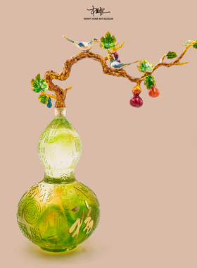 【本尼家】LL64非遗好物琉璃《喜上枝头》葫芦办公室桌面玄关摆件