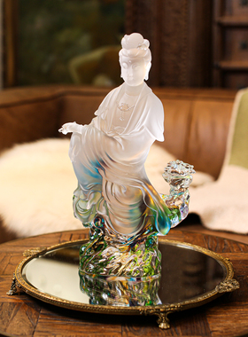 【本尼家】LL48非遗好物中式琉璃自在观音艺术装饰客厅玄关摆件
