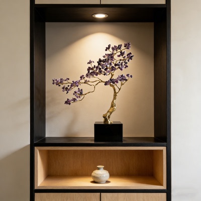 【本尼家】HY138新中式轻奢黄铜树《紫气东来》装饰玄关桌面摆件