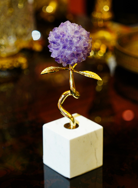 【本尼家】HY79紫水晶花朵装饰摆件客厅电视柜酒柜轻奢创意摆设