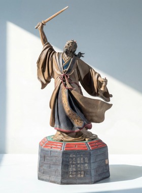 【本尼家】AM183非遗手工石湾陶瓷“诸葛祭风”桌面装饰玄关摆件