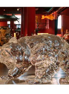 【本尼家】TY23透明铂晶雕塑大熊摆设庭院景观轻奢风高档摆件