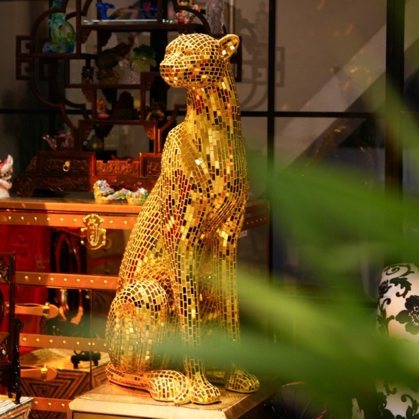 【本尼家】马赛克手工贴片装饰家居客厅玄关摆件中号豹子,家居饰品,装饰摆件,淘宝优惠券,粉丝福利购,淘宝优惠卷