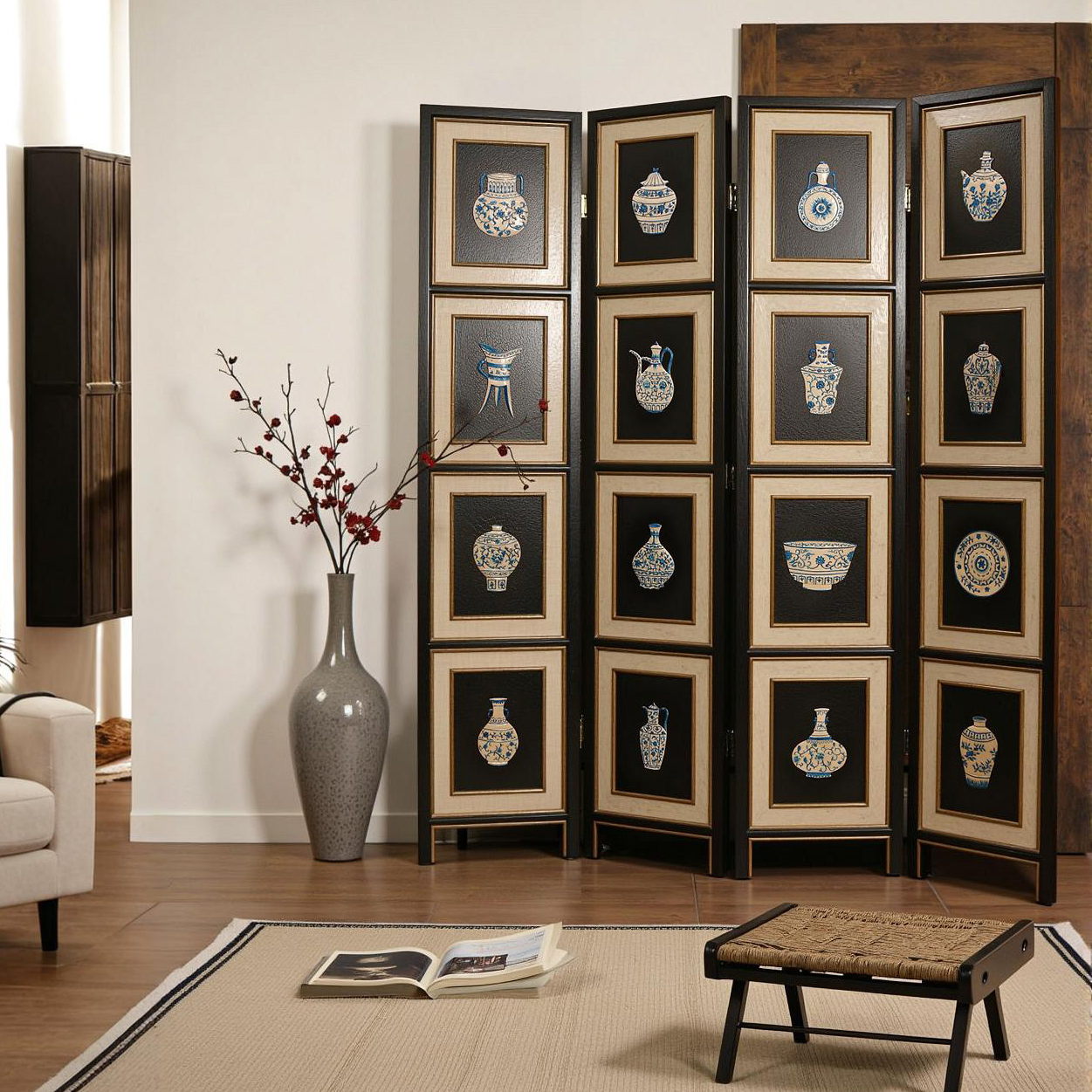 木质客厅立式隔断折叠屏风本尼家