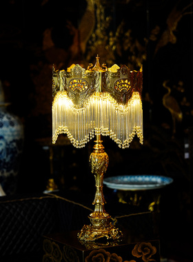 【本尼家】TD85法式黄铜水晶台灯复古客厅卧室床头创意装饰摆件