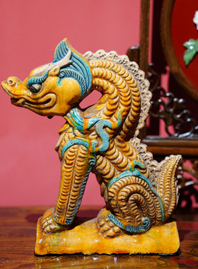 【本尼家】SX09非遗好物山西琉璃瓷《琉璃坐龙》仿古装饰桌面摆件