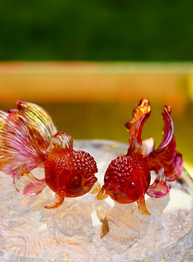 【本尼家】LL83非遗好物琉璃金鱼招财《鸿运当头》桌面玄关摆件