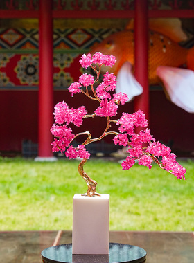 【本尼家】HY10现代轻奢装饰黄铜水晶树家居桌面饰品玄关摆件