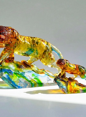 【本尼家】LL42非遗好物琉璃《登峰造极》大号老虎办公室玄关摆件