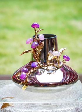 【本尼家】HY60现代轻奢装饰水晶玻璃插花瓶客厅饰品玄关桌面摆件