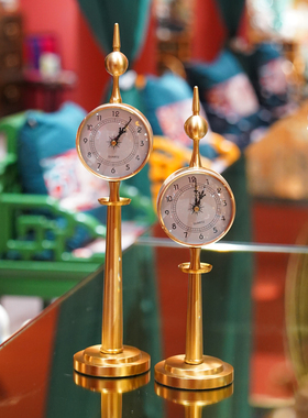 【本尼家】SS84欧式轻奢黄铜家用复古座钟创意桌面装饰小台钟摆件