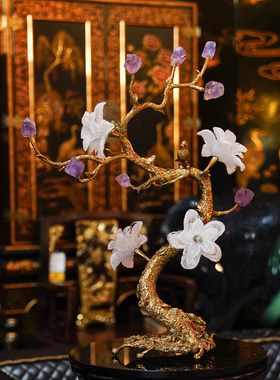 【本尼家】T178现代轻奢铜加紫水晶台灯创意客厅床头装饰护眼灯