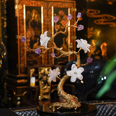 【本尼家】T178现代轻奢铜加紫水晶台灯创意客厅床头装饰护眼灯