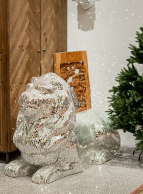 【本尼家】BJ15玻璃钢狮子卧狮造型镜片贴片装饰户外门口艺术摆件