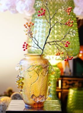 【本尼家】非遗好物轻奢琉璃葡萄硕果累累客厅插花瓶阳台装饰摆件