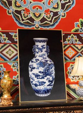 【本尼家】H03非遗手工艺掐丝珐琅装饰画-青花瓷瓶画挂饰国风摆件