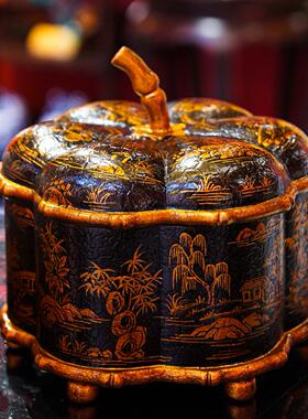 【本尼家】YS149法式中国风南瓜造型手绘收纳盒桌面装饰摆件