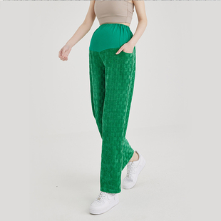 孕之彩孕妇春秋雪尼尔棋盘格休闲裤 不退不换售完即止 秒杀