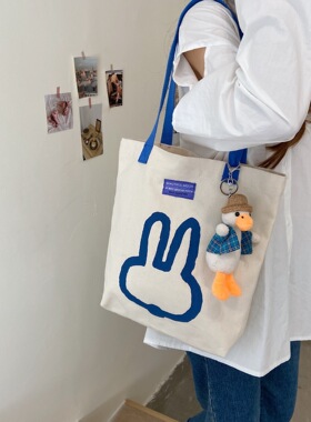 08312 卡通印花单肩帆布包日系韩版帆布袋学生大容量手提女包