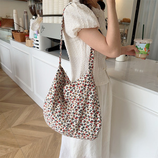 a4481 灯芯绒碎花单肩斜挎包学生大容量上课包女帆布女包