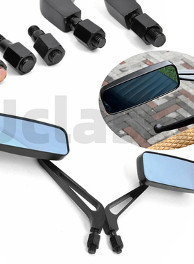 适用小牛u1one九号电动车长方形防眩目蓝玻璃哈雷复古改装后视镜