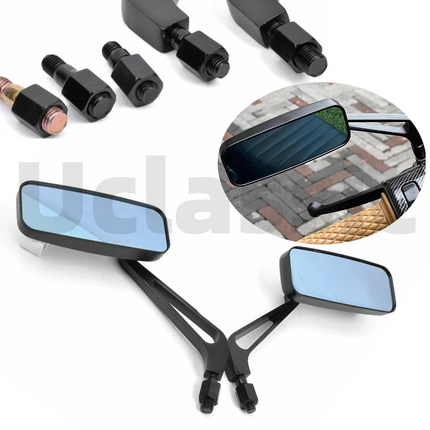 适用小牛u1one九号电动车长方形防眩目蓝玻璃哈雷复古改装后视镜