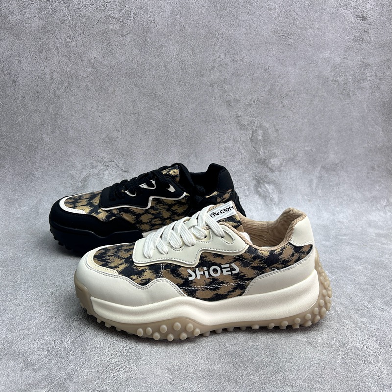 工厂断码真皮运动鞋女2025秋季新款系带老爹鞋厚底增高女板鞋