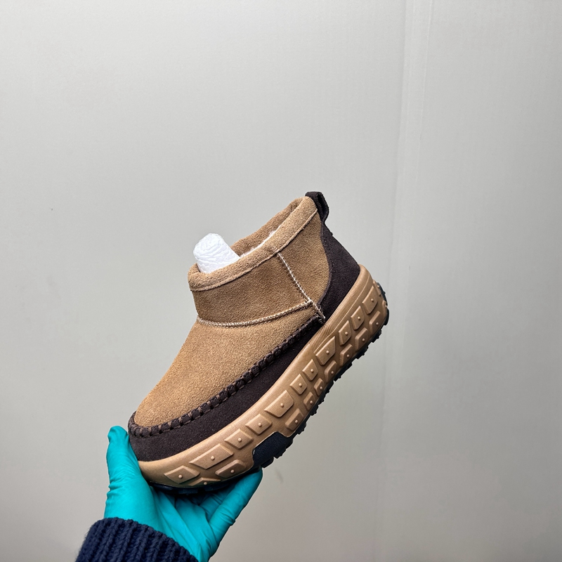 工厂2025处理冬款断码真皮女鞋雪地靴牛皮厚底套脚松糕底女短靴
