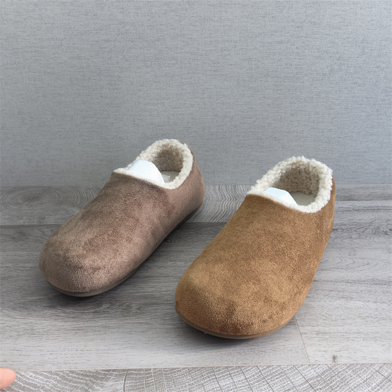 工厂25断码绒面秋季新款女鞋厚底勃肯鞋圆头松糕底套脚加绒女棉鞋