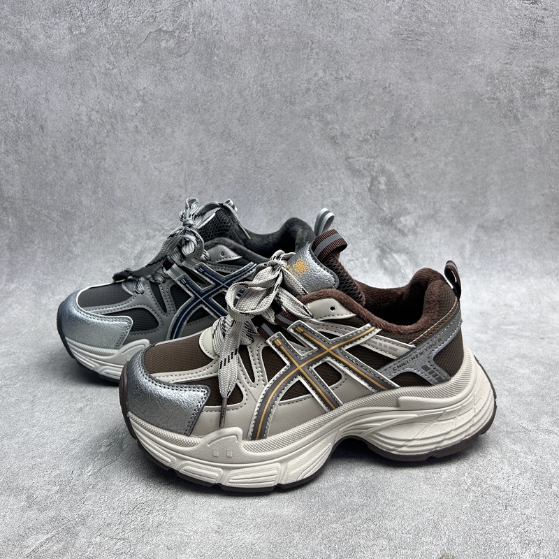 2025处理秋季断码厚底超纤女鞋圆头拼接网布工厂加绒老爹鞋