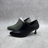 牛皮百搭女单鞋 2025断码 女鞋 高细跟休闲深口套脚时尚 秋季 真皮新款