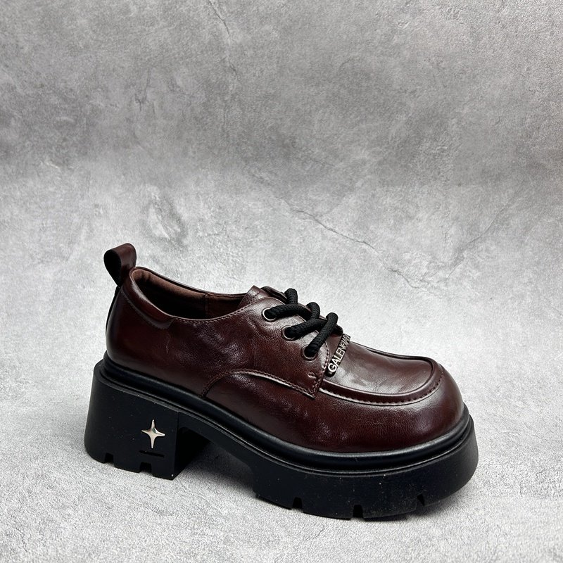 2026春季新款真皮新款女鞋粗跟休闲深口时尚牛皮百搭系带女单鞋,女鞋,深口单鞋,淘宝优惠券,粉丝福利购,淘宝优惠卷