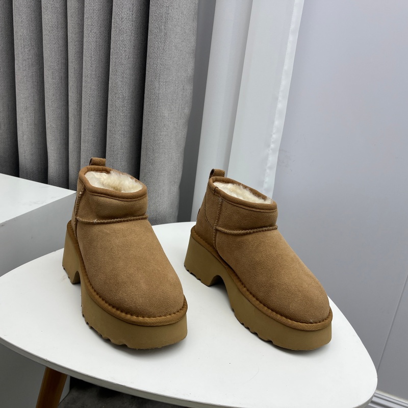 工厂2025处理冬款断码真皮女鞋雪地靴牛皮厚底套脚羊毛舒适女短靴