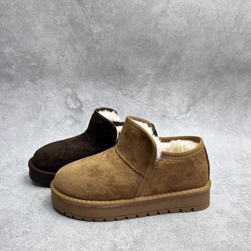 工厂2025秋冬断码绒面女鞋雪地靴厚底休闲舒适保暖时尚套脚短靴