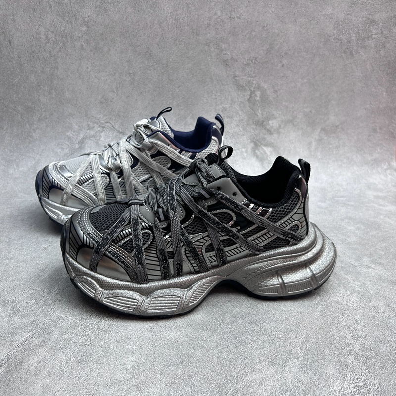 工厂断码pu运动鞋女2025秋季新款老爹鞋圆头系带厚底增高女板鞋