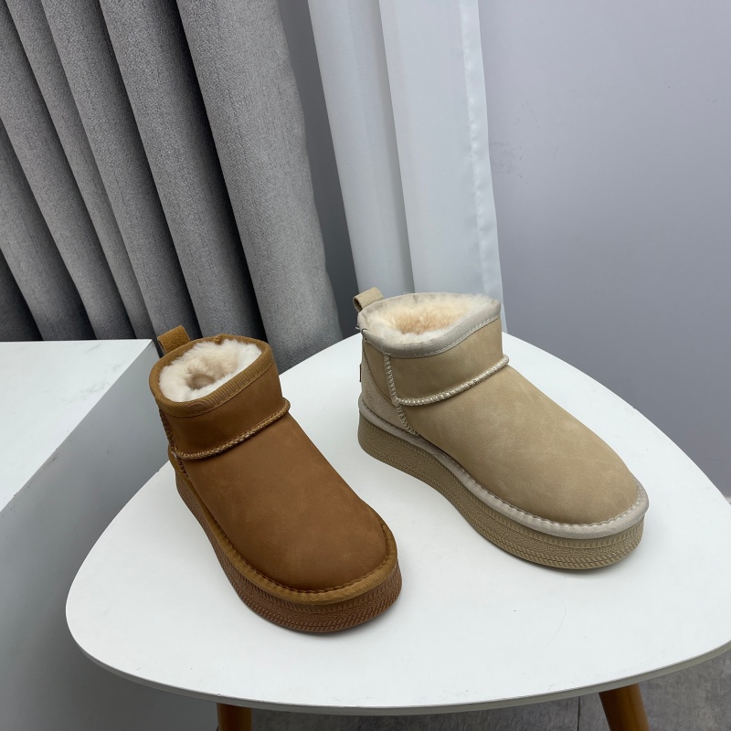 工厂2025处理冬款断码真皮女鞋雪地靴牛皮厚底套脚羊毛舒适女短靴
