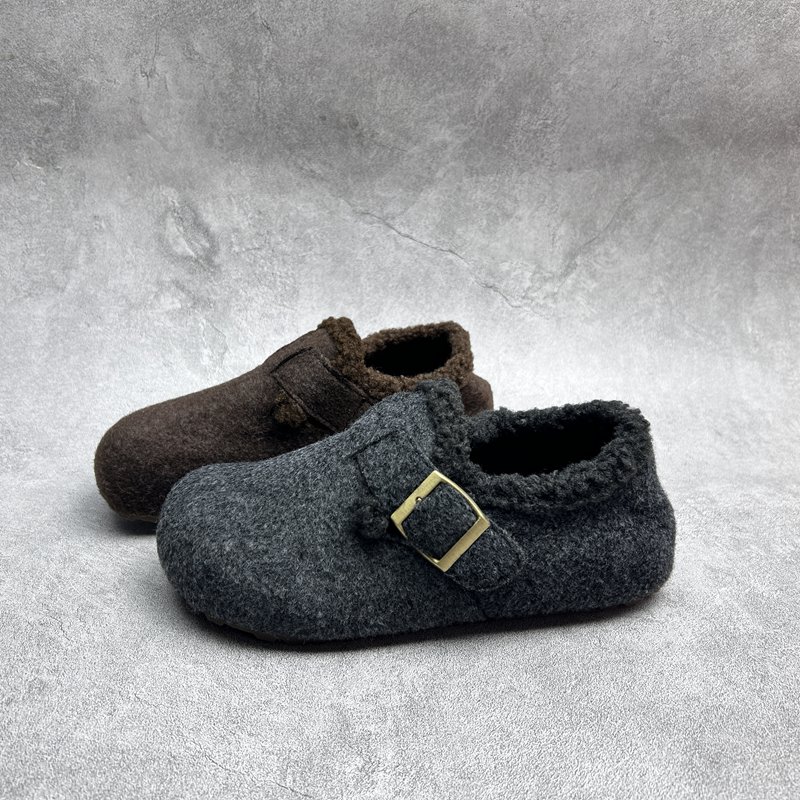 2025秋季新款断码毛毛女鞋平底休闲圆头浅口舒适套脚加绒女棉鞋