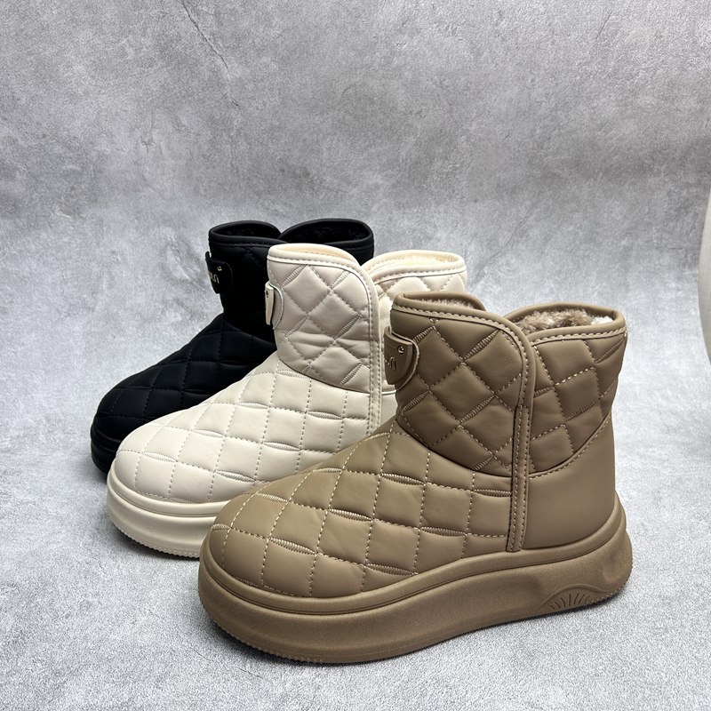 工厂2025秋冬断码超纤女鞋雪地靴厚底休闲舒适保暖时尚套脚短靴