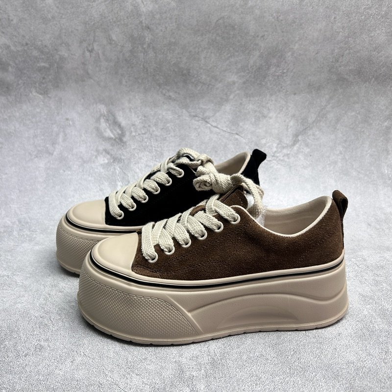 2026春季新款真皮新款女鞋厚底休闲深口时尚牛皮百搭系带女单鞋,女鞋,深口单鞋,淘宝优惠券,粉丝福利购,淘宝优惠卷