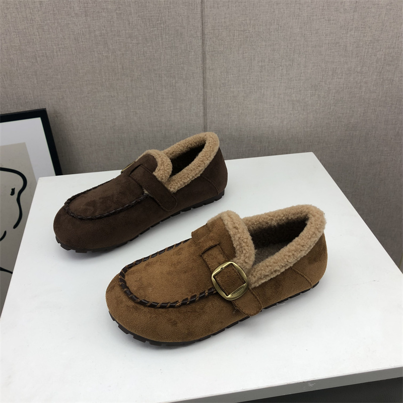 2025秋季新款断码超纤女鞋平底休闲圆头浅口舒适套脚女单鞋加棉