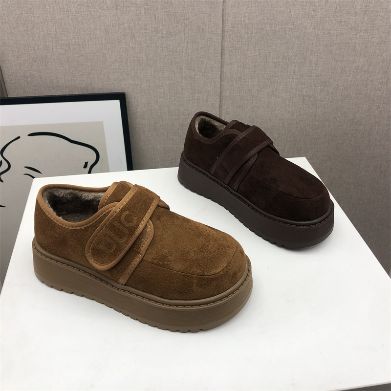 2025秋季新款女鞋绒面厚底休闲深口套脚舒适百搭加绒女棉鞋