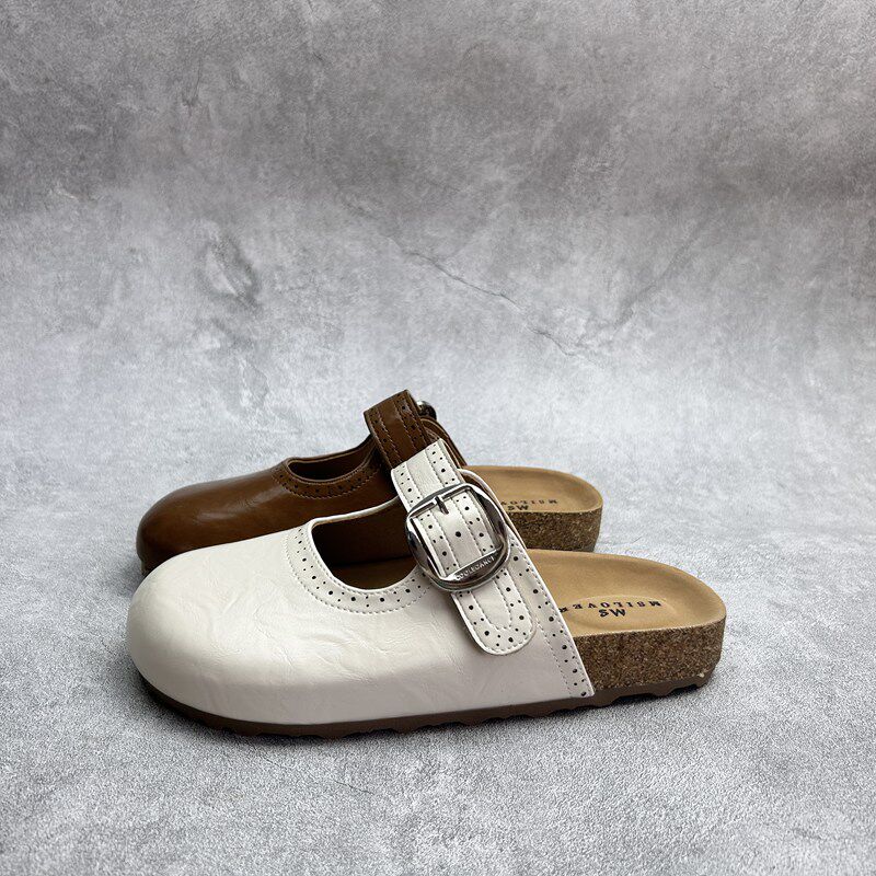 2026春夏季新款厚底超纤女鞋包头时尚内增高套脚勃肯鞋休闲女拖鞋