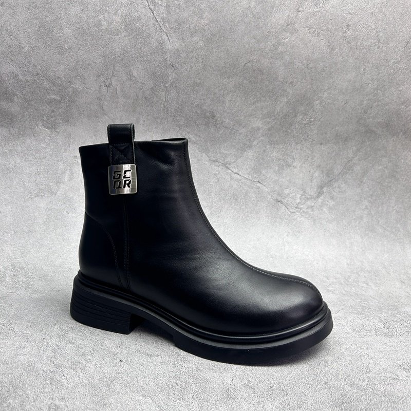 2025断码真皮秋冬新款女鞋平底短靴工厂时尚牛皮拉链羊毛女靴子,女鞋,时装靴,淘宝优惠券,粉丝福利购,淘宝优惠卷