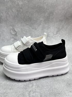工厂断码pu运动鞋女2026春季新款老爹鞋休闲鞋魔术贴松糕底德训鞋