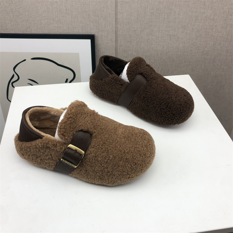 工厂25断码超纤秋冬新款女鞋厚底勃肯鞋圆头松糕底套脚包头女棉鞋