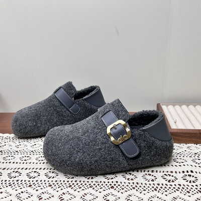 工厂25断码绒布秋冬新款女鞋厚底勃肯鞋圆头松糕底套脚加绒女棉鞋