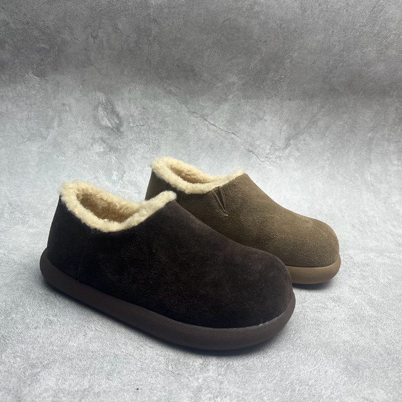 工厂2025处理冬款断码真皮女鞋雪地靴牛皮厚底套脚加绒勃肯鞋短靴