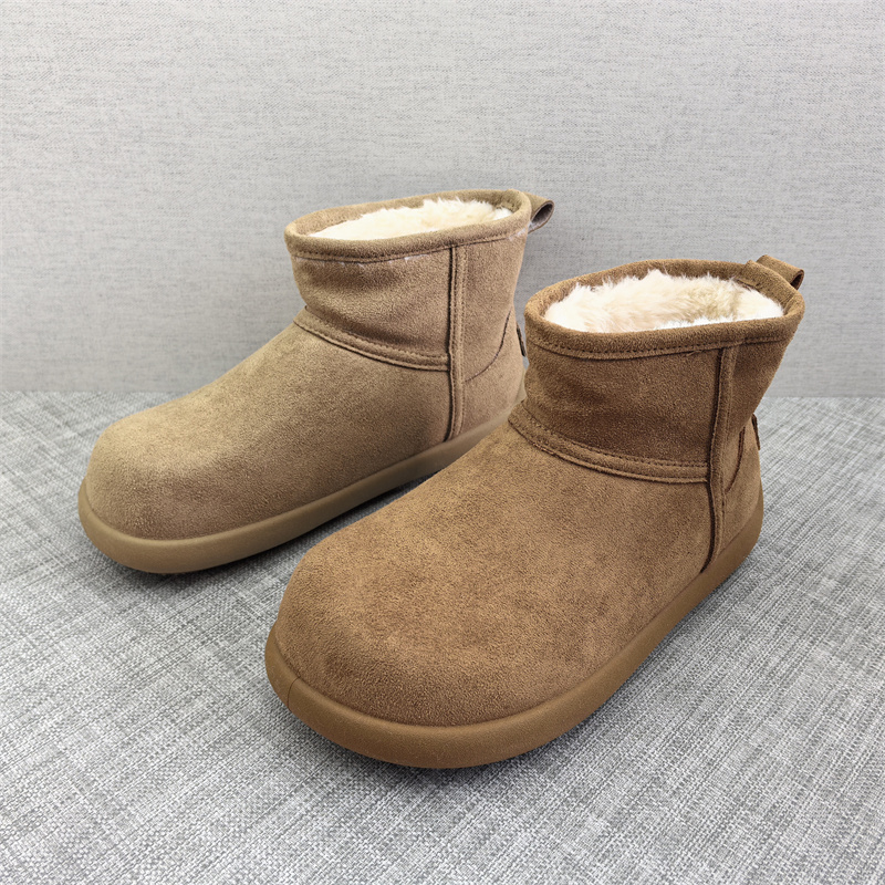 工厂2025秋冬断码绒面女鞋雪地靴厚底休闲舒适保暖时尚套脚短靴