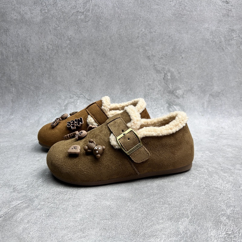 工厂25断码超纤秋季新款女鞋厚底勃肯鞋圆头松糕底套脚包头女棉鞋